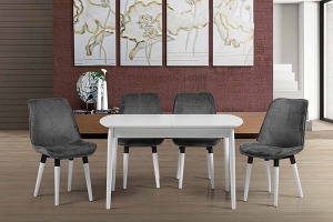 YEMEK ODASI MUTFAK MASA SANDALYE TAKIMI VEGAS BEYAZ