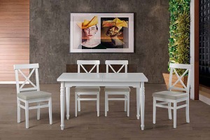 YEMEK ODASI MUTFAK MASA SANDALYE TAKIMI RUSTİK BEYAZ