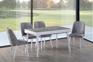 MUTFAK MASA TAKIMI MİX BEYAZ MERMER DAMLA SANDALYELİ