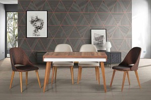 YEMEK ODASI MUTFAK MASA SANDALYE TAKIMI SİMENA CEVİZ