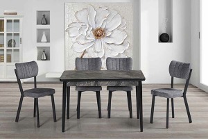 MUTFAK MASA TAKIMI MİX SİYAH MERMER CEYDA SANDALYELİ