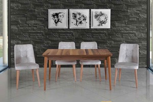 YEMEK ODASI MUTFAK MASA SANDALYE TAKIMI VELANTA CEVİZ